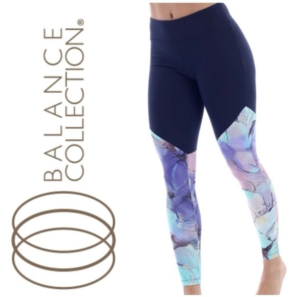 Balance Collection Pants - Marika BALANCE COLLECTION Charlotte Spliced Yoga Leggings Floral Watercolor M